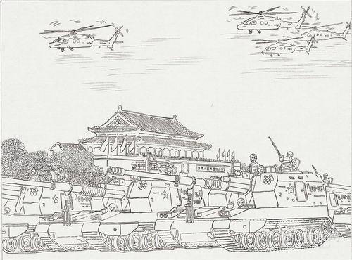 庆祝70周年大阅兵简笔画，历史的瞬间与艺术的呈现，庆祝70周年大阅兵简笔画，历史瞬间与艺术展现