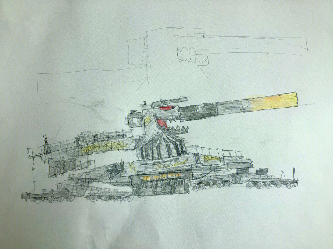 古斯塔夫巨炮手绘,历史与艺术的完美结合,古斯塔夫巨炮手绘,历史与艺术之完美交融