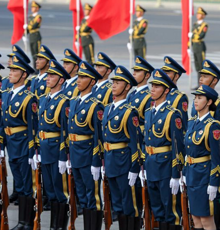 手绘三军仪仗队图片，展现荣耀与力量，手绘三军仪仗队，荣耀与力量的展现