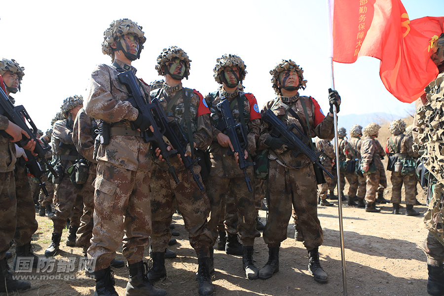 中国解放军演习中的冲锋场面,力量与荣耀的象征,中国解放军冲锋演习,力量展示与荣耀象征