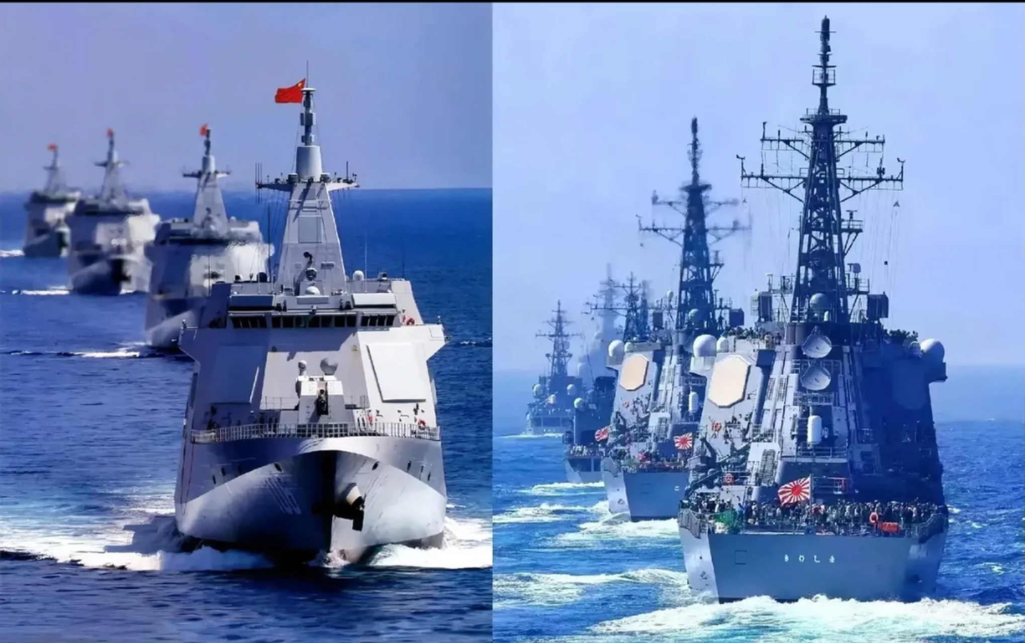 中日军舰对比图片,揭示两国海军实力的差异与演变,中日海军军舰对比,实力差异与演变的视觉呈现