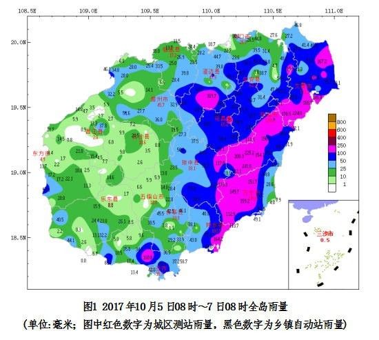 今天起海南岛强降水趋于减弱，海南岛强降水减弱趋势开始显现