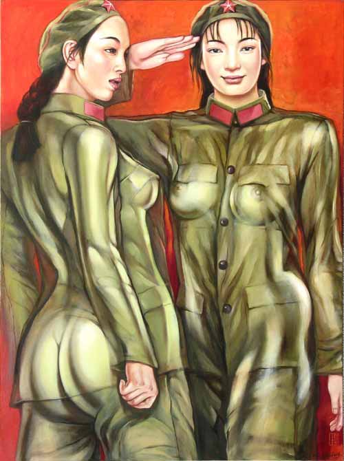 中国女兵油画图片的魅力与意义，中国女兵油画图片的魅力及其深层意义