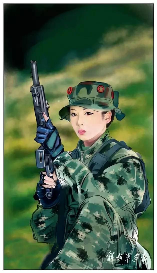 中国女兵与迷彩卡通的独特魅力，照片中的风采，中国女兵与迷彩卡通的独特魅力，照片展现飒爽风采