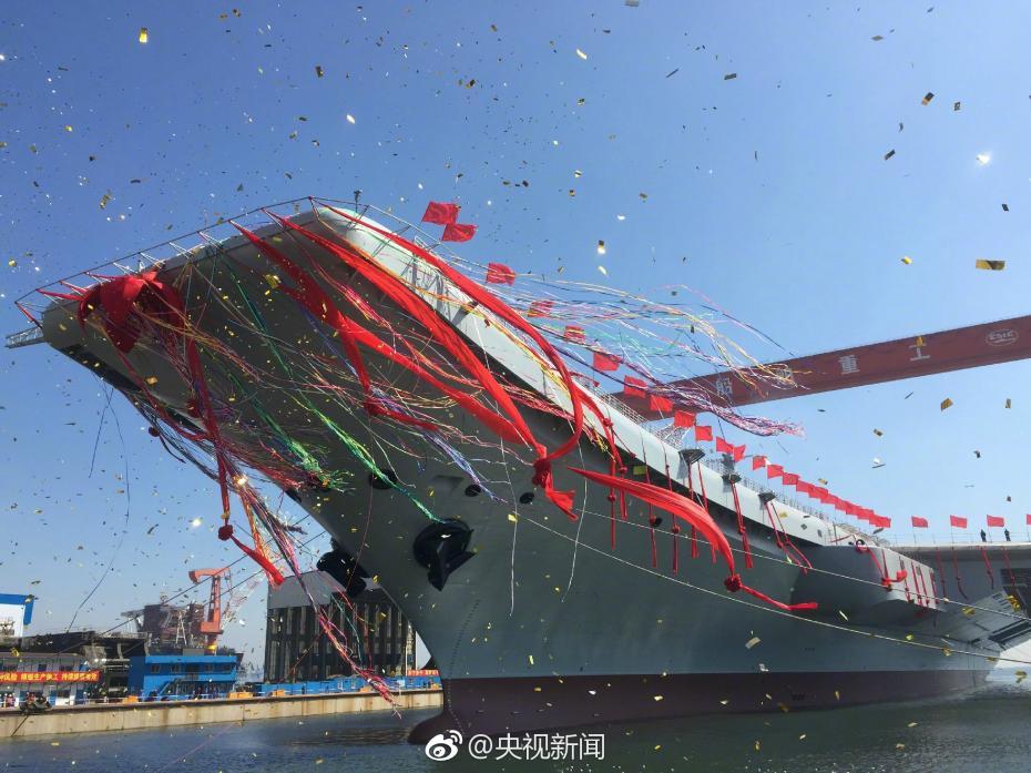 中国海军新篇章，中国第三艘航母下水仪式隆重举行，中国海军新篇章，第三艘航母下水仪式盛大举行